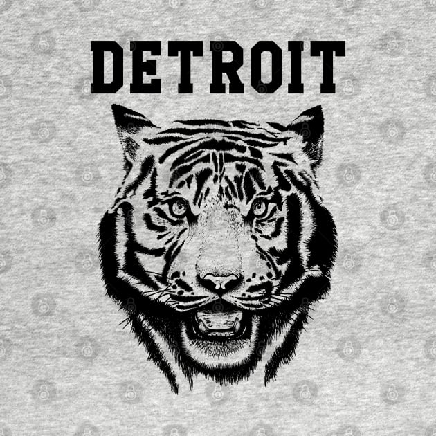 Tiger from Detroit design by bens black line art